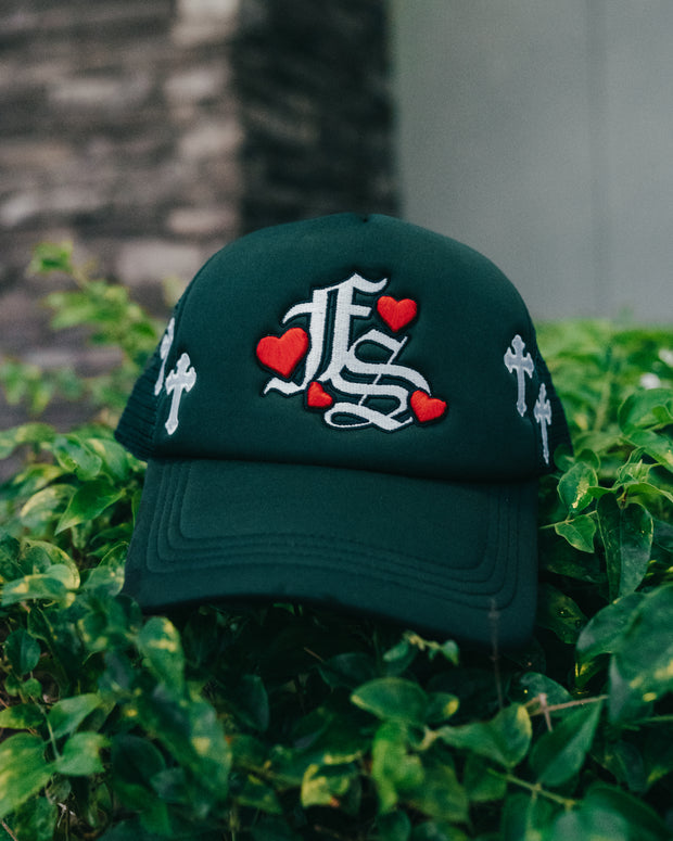 Hearted hat (green)